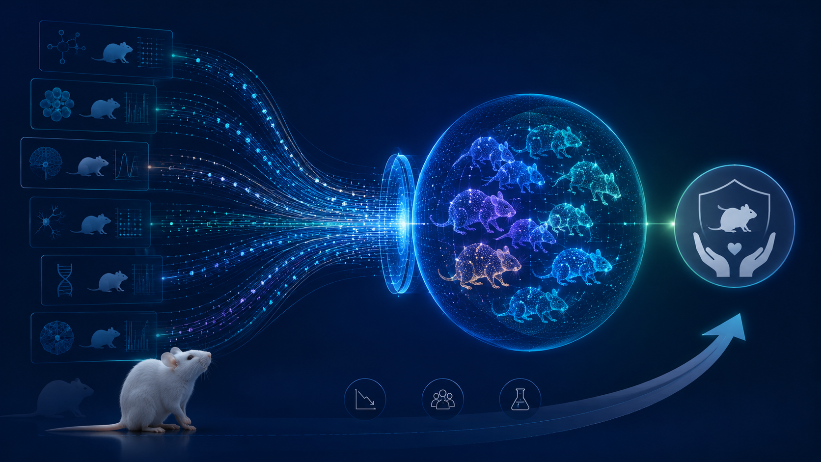 Illustration of mouse behavioral data moving through structured data pipelines